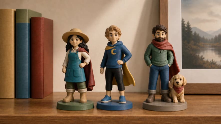 Custom heroic figurines displayed as a giftable object