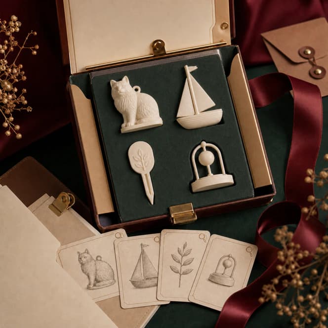 A set of custom 3D printed gift idea examples