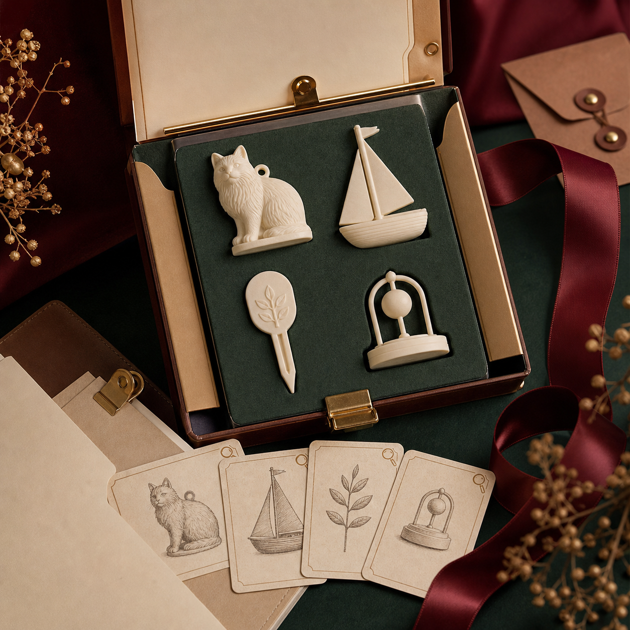 A set of custom 3D printed gift idea examples